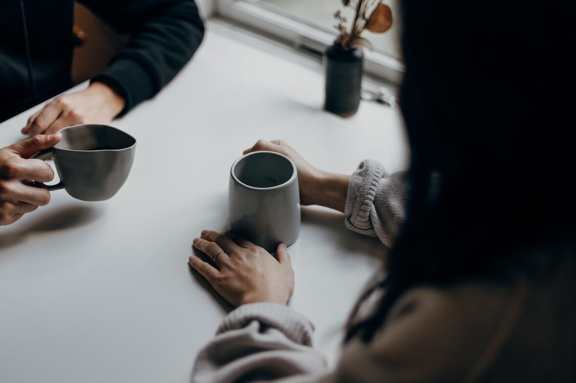 Conversations with friends over coffee